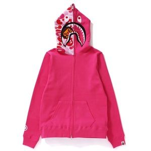 BAPE A Bathing Ape Authentic Real Pink Milo Camo Shark Full Zip Hoodie